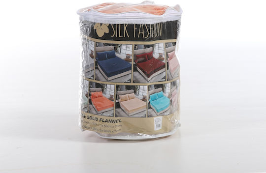Silk Fashion Sheet Super-Double with Elastic 160x200cm. Fleece Solid Copper Tan