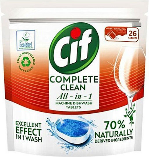 Cif Complete Clean All In 1 26 Капсули За Съдомиялна Екологични 455гр