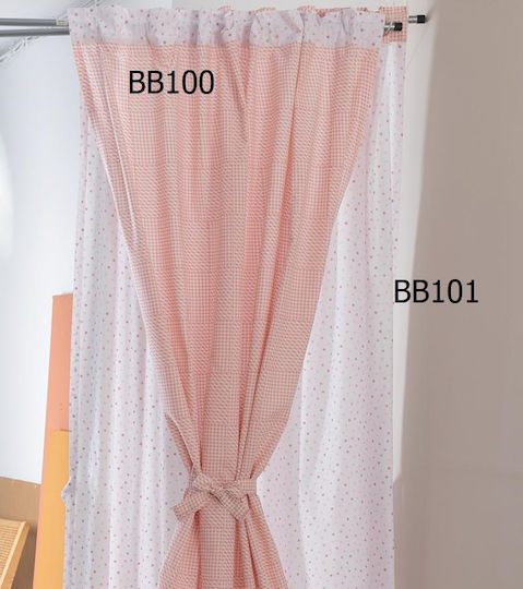 Palamaiki Κουρτίνα με Τιράντες Bon Bon Ροζ 170x270εκ.