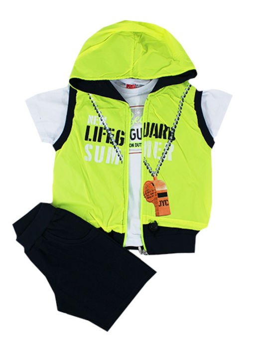 Kids' Set with Shorts Summer 3pcs White Lifeguard