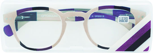 Optosquad Reading Glasses +2.00 Pocket in Beige color OPT9980-3
