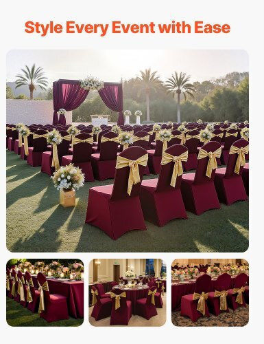 Vevor Elastic Chair Cover Burgundy 50 Pieces