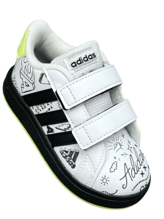 Grand Court GRAND COURT 2.0 Kids Sneakers with Scratch Cloud White / Core Black / Pulse Lime