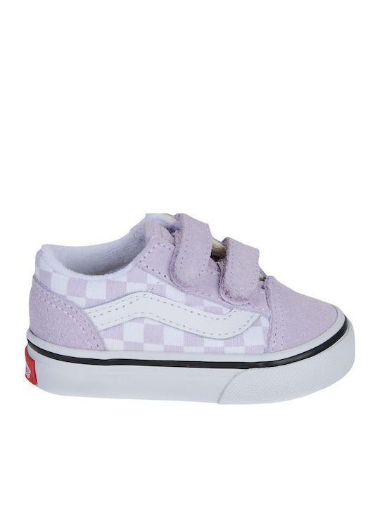 Old Skool Kids Sneakers with Hoop & Loop Closure Lilac