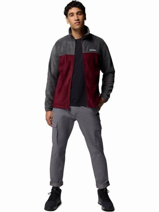 Steens Mountain Full Men's Fleece Cardigan Burgundy