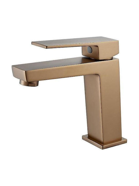 Inter Ceramic Αναμεικτική Μπαταρία Νιπτήρα Ροζ Χρυσή