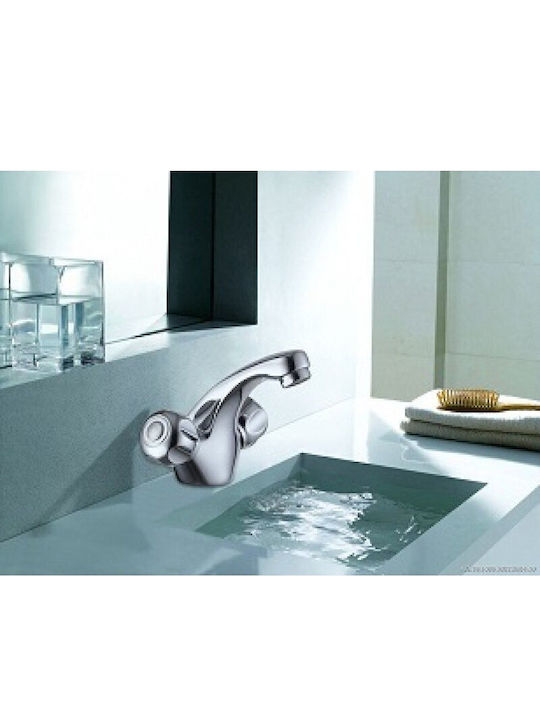 Inter Ceramic Αναμεικτική Μπαταρία Νιπτήρα Ασημί