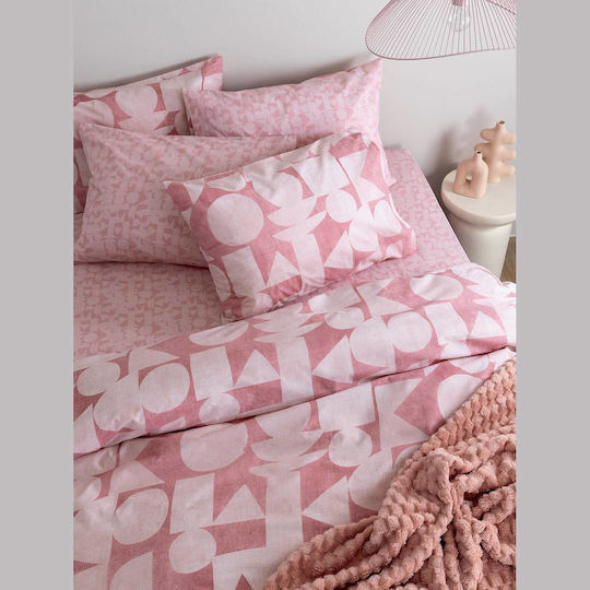 Palamaiki Duvet Cover Set Cotton Single with Pillowcase 170x250 Fashion Life Fl6289 Pink