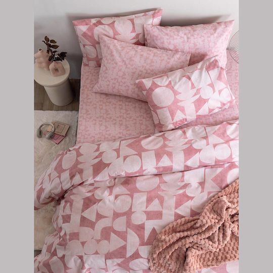 Palamaiki Duvet Cover Set Cotton Single with Pillowcase 170x250 Fashion Life Fl6289 Pink