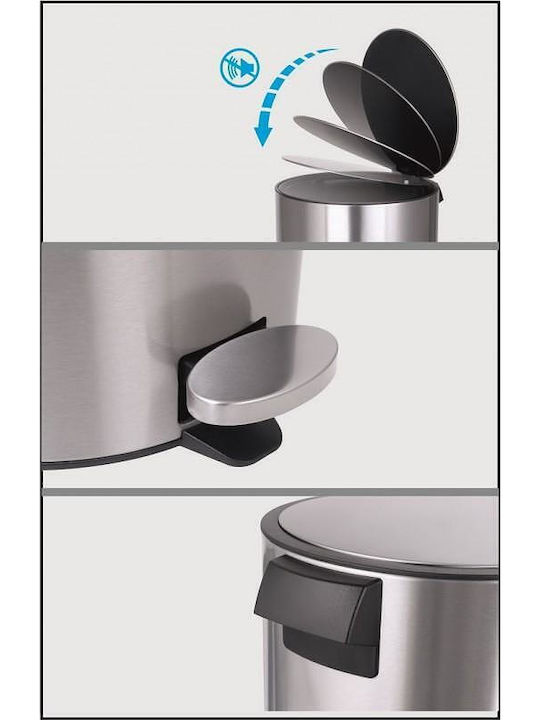 Inter Ceramic Inox Badezimmer Mülleimer 5Es Silber