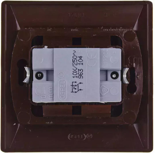 Ospel Akcent Recessed Wall Switch Lighting One-Way with Frame Medium Brown