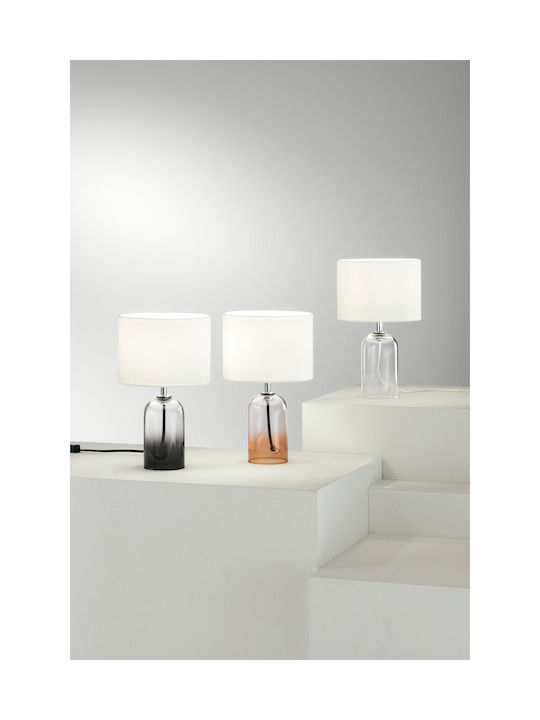 Fan Europe London Glass Table Lamp with Beige Shade and White Base