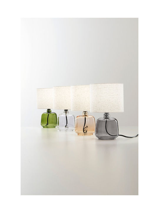 Fan Europe Emerald Γυάλινο Πορτατίφ LED με Μπεζ Καπέλο και Μελί Βάση