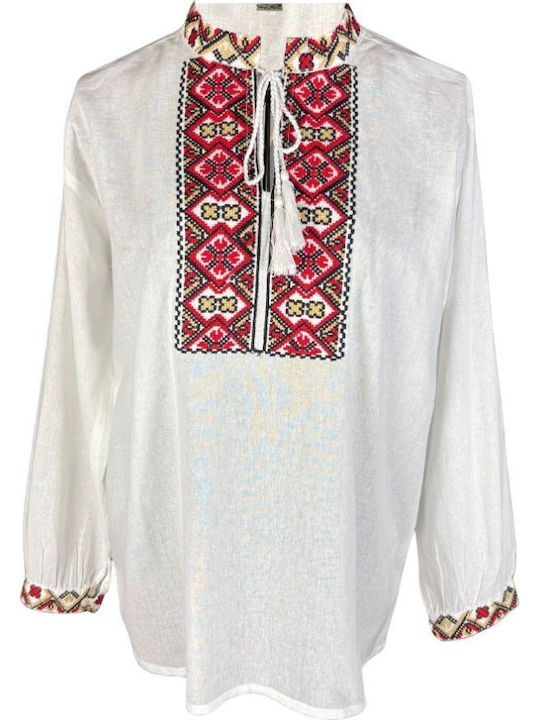 Kids' Shirt Long Sleeve White/red