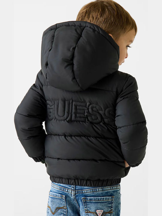 Kids' Quilted Jacket with Hood Jet Black