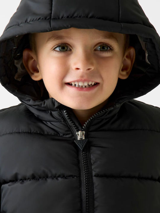 Kids' Quilted Jacket with Hood Jet Black