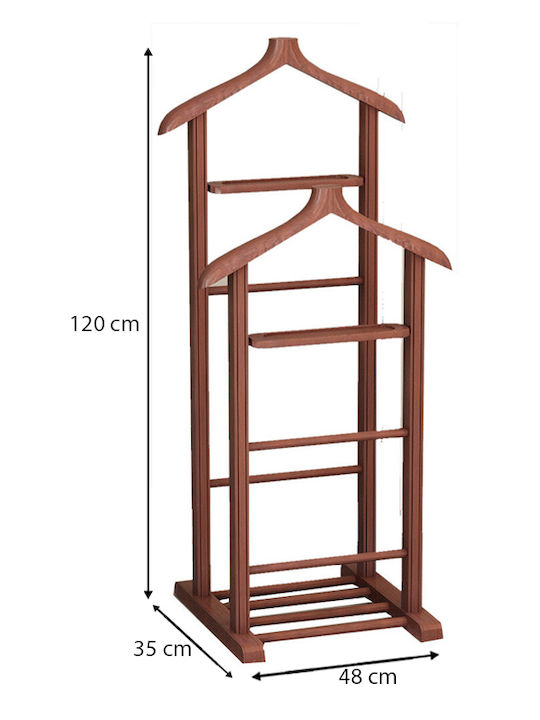 Megapap Beta Ii Floor Garment Rack made of Wood Brown 48x35x120cm