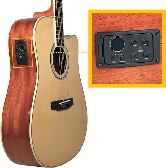 V-tone Semi-Acoustic Guitar Cutaway Natural / Spruce