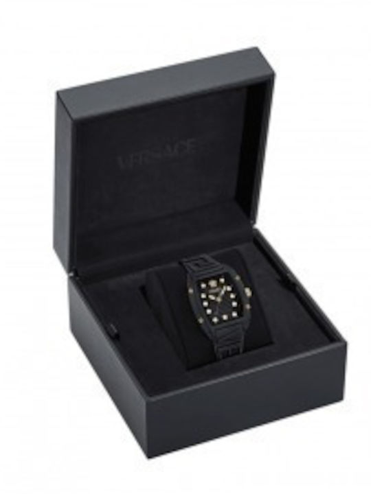 Versace Lady Γυναικείο Ρολόι Μπαταρίας με Μαύρο Καουτσούκ Λουράκι