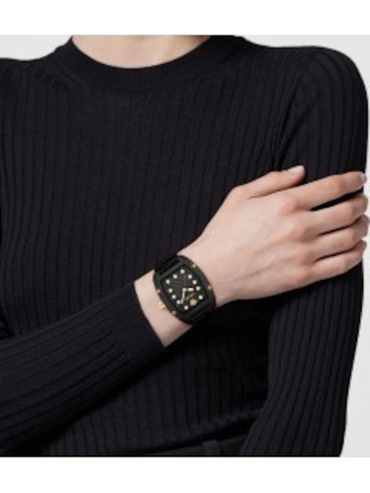 Versace Lady Γυναικείο Ρολόι Μπαταρίας με Μαύρο Καουτσούκ Λουράκι