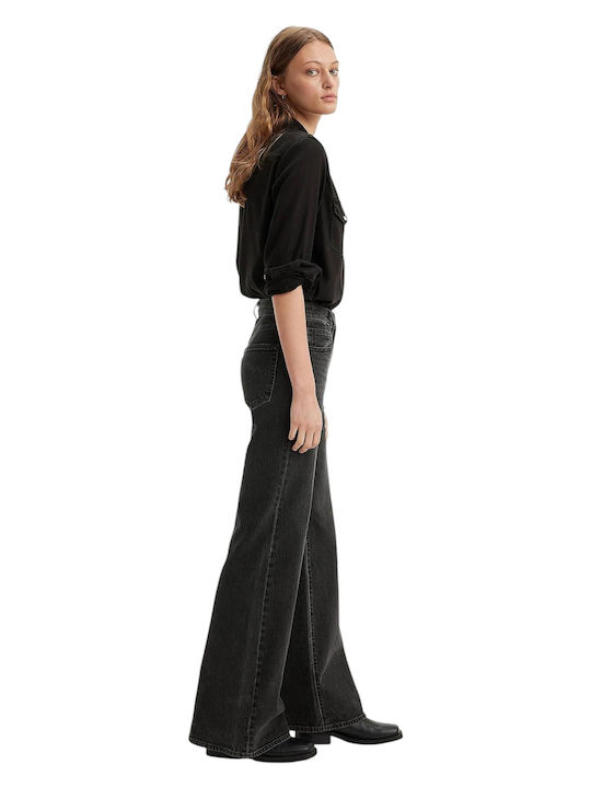 Ribcage Women's Jean Pants Flared in Slim Fit Black