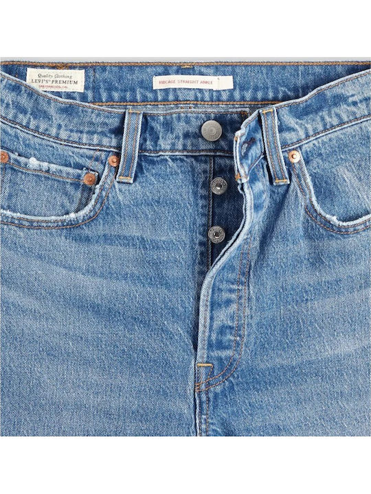 Ribcage High Waist Women's Jean Trousers in Straight Line Denim Blue