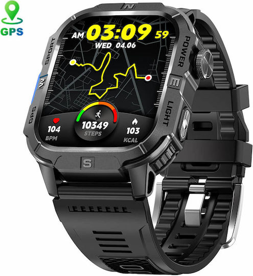 Microwear GTH3 Stainless Steel Smartwatch with Heart Rate Monitor (Black)