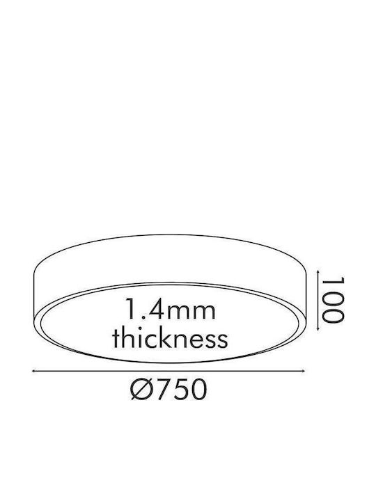 Aca Στρογγυλό Εξωτερικό LED Panel 60W με Ρυθμιζόμενο Λευκό Φως 75εκ.