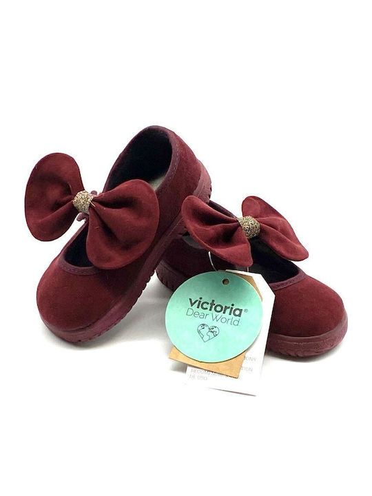 Balerini copii cu închidere Hoop & Loop Material textil Burgundy