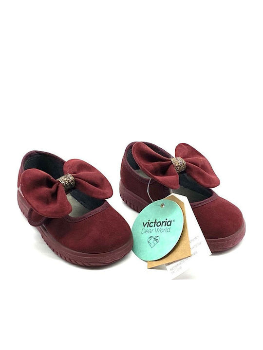 Balerini copii cu închidere Hoop & Loop Material textil Burgundy