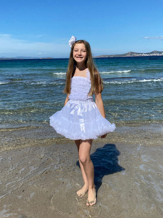 Kids Tulle Tulle White Skirt