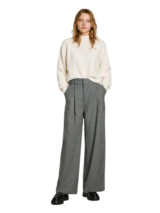 London Damen Hoch tailliert Stoff Capri Hose Gray