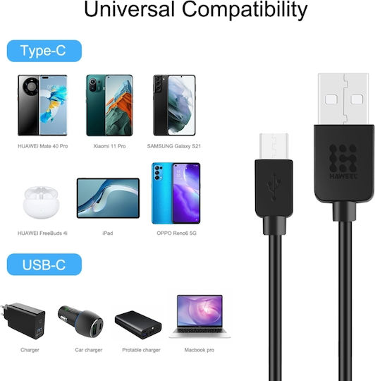 USB 2.0 Kabel USB-C männlich - USB-A Schwarz 2m (HWL1026B)