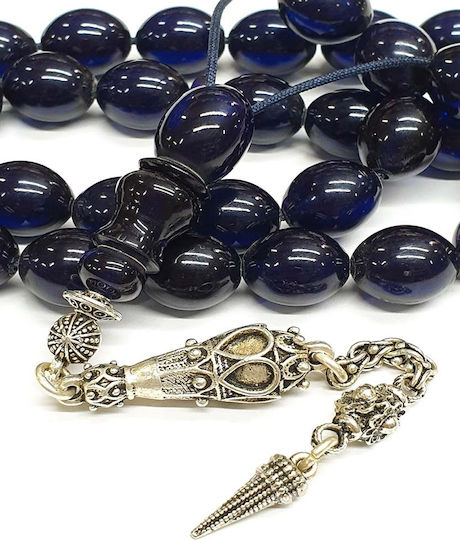 Roloi Komboloi Mastic Worry Beads with 33 Beads Blue 42cm