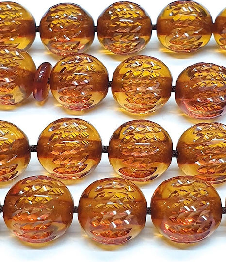 Roloi Komboloi Graven Mastic Worry Beads with 33 Beads Honey 38cm