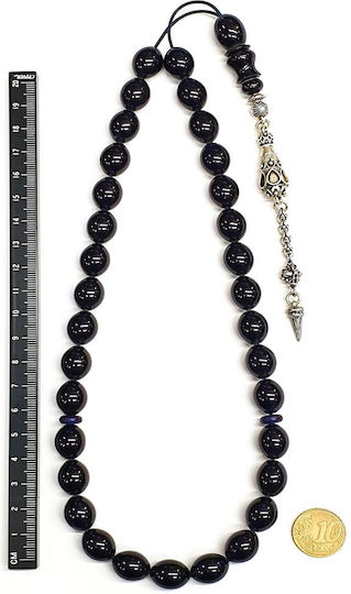 Roloi Komboloi Mastic Worry Beads with 33 Beads Blue 42cm