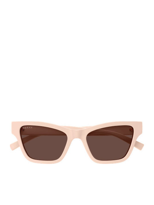 Gucci Women's Sunglasses with Pink Plastic Frame and Brown Lens GG1982S 004