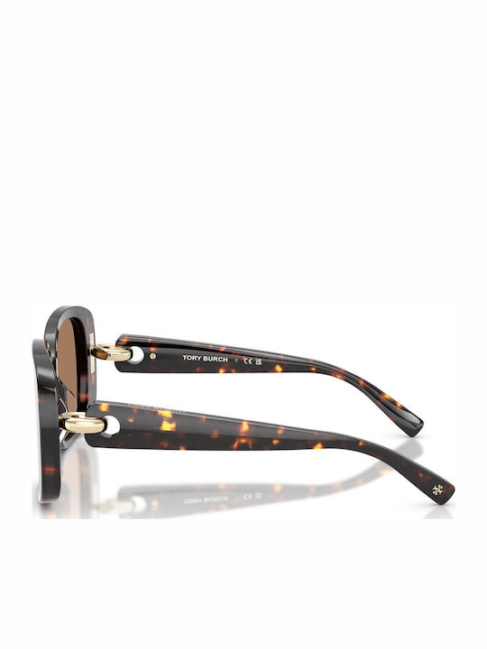 Tory Burch Damen Sonnenbrille mit Braun Schildkröte Kunststoff Gestell und Braun Linse TY7223U-198173