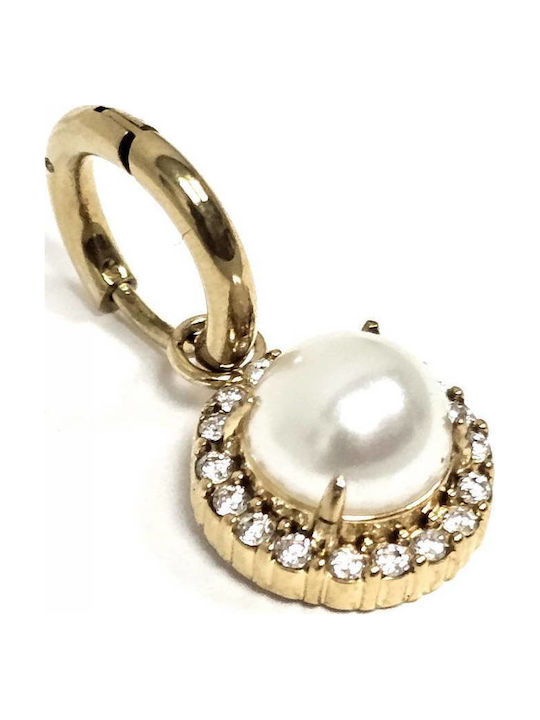 Gold-Plated Steel Hoop Earrings with Pearls