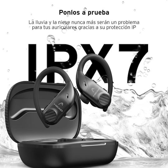 Head In-ear Bluetooth Handsfree Earphones with Sweat Resistance and Charging Case Black
