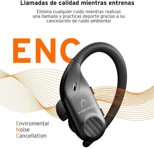 Head In-ear Bluetooth Handsfree Earphones with Sweat Resistance and Charging Case Black