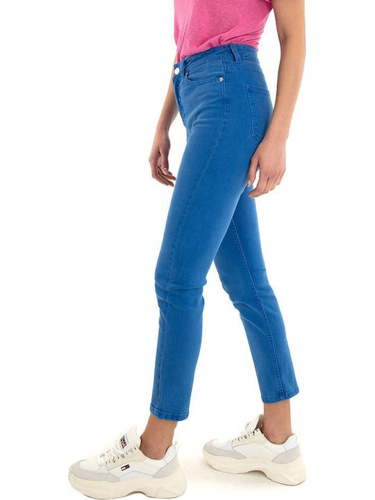 Emily High Waist Women's Jean Trousers in Slim Fit Strong Blue RoyalBlue