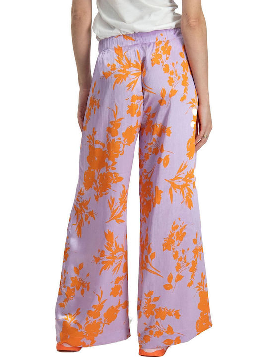 Only Damen Stoff Palazzohose mit Gummizug Purple Rose