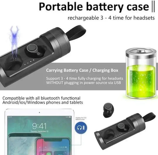 Andowl Q8 In-ear Bluetooth Handsfree Earphones with Charging Case Black