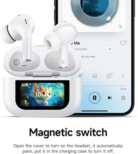 Hoco EW88 In-ear Bluetooth Handsfree Ακουστικά με Θήκη Φόρτισης Λευκά