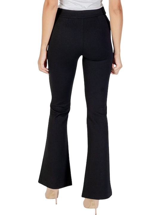Women's Fabric Trousers Flared Black