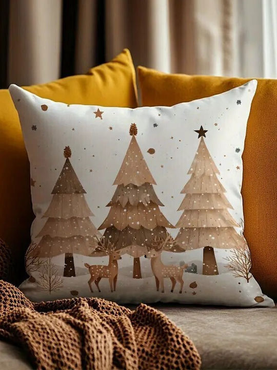 By Queen Limited Festive Edition Pillow Case Scandinavian Serene Christmas Reindeers Pines 45x45cm