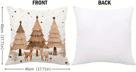 By Queen Limited Festive Edition Μαξιλαροθήκη “scandinavian Serene Christmas” Τάρανδους Πεύκα 45x45εκ