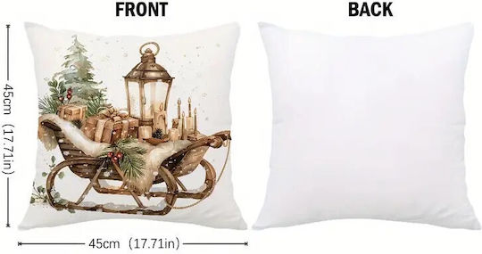 By Queen Limited Festive Edition Μαξιλαροθήκη Serene Christmas Glow Vintage Έλκηθρο 45x45εκ