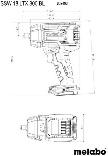 Metabo SSW 18 LTX 800 BL Schlagschrauber Akku 18V 2x5.5Ah mit Aufnahme 1/2"